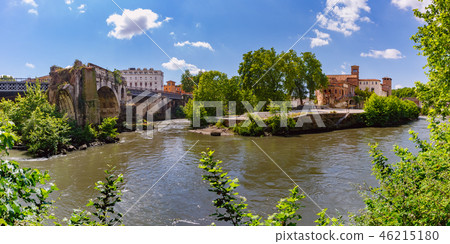 Tiber island in sunny day, Rome, Italy Tiber island in sunny day, Rome, Italy 46215180