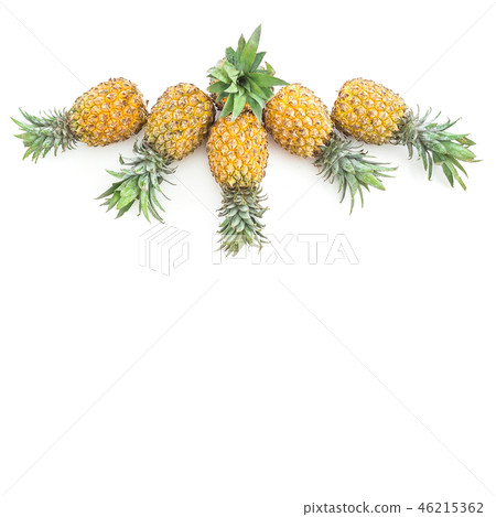 Pineapple fruits on white background. Flat lay 46215362
