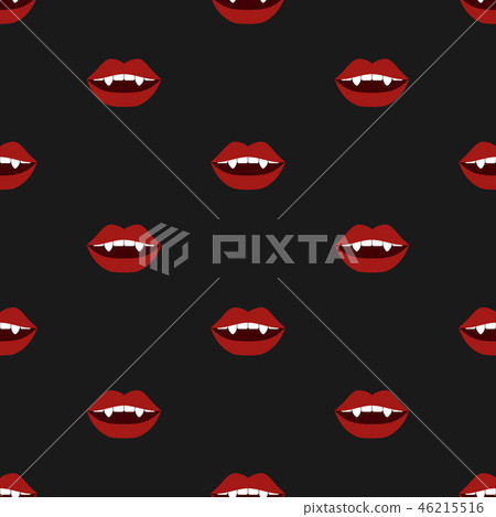 Halloween.Vampire Mouth. Vector illustration. Seamless pattern. Flat. 46215516