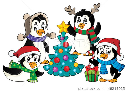 Christmas penguins thematic image 4 46215915