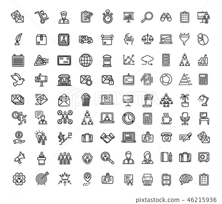 Business Signs Black Thin Line Icon Set. Vector - Stock Illustration ...