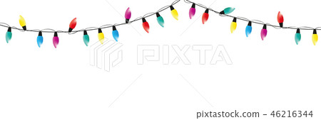 colorful christmas fairy lights decoration on white background colorful christmas fairy lights decoration on white background 46216344