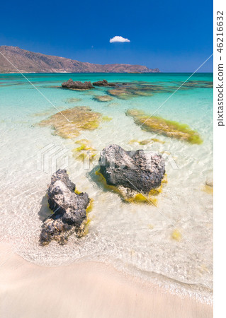 The Elafonissi Beach with crystal clear water. The Elafonissi Beach with crystal clear water. 46216632