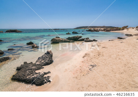 The Elafonissi Beach with crystal clear water. 46216635