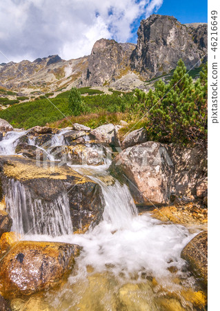 Waterfall on a stream, High Tatras National Park. 46216649
