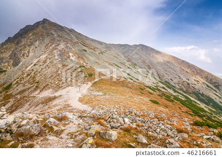 The mountain saddle Ostrva in High Tatras. The mountain saddle Ostrva in High Tatras. 46216661