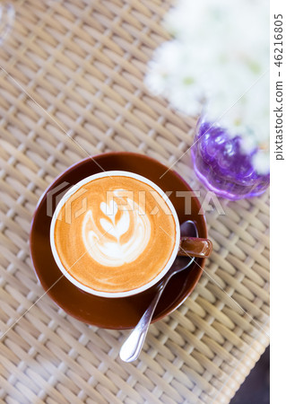 hot coffee with latte art hot coffee with latte art 46216805