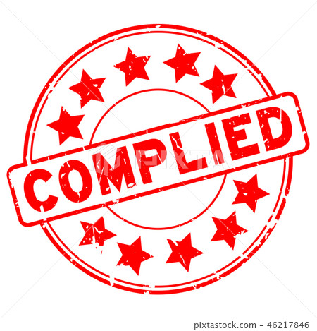 Grunge red complied round rubber seal stamp 46217846