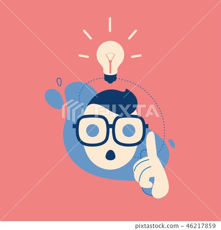 Big idea concept with man and lightbulb. lamp, think, creative, stiker illustration Big idea concept with man and lightbulb. lamp, think, creative, stiker illustration 46217859