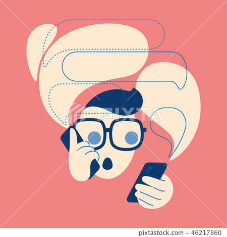 Icon of talking on the phone a man with a bubbles. Message, call, emoji, stiker illustration concept Icon of talking on the phone a man with a bubbles. Message, call, emoji, stiker illustration concept 46217860