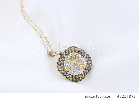 Yellow Gold Necklace With Diamonds On Soft White 46217872