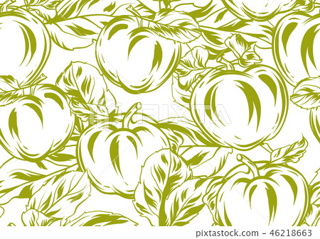 Seamless pattern with apples and leaves. Seamless pattern with apples and leaves. 46218663