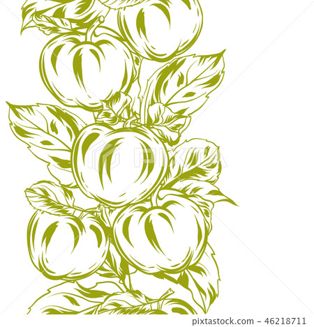 Seamless pattern with apples and leaves. - Stock Illustration [46218711 ...