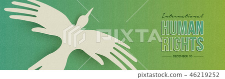 Human Rights web banner of people hand bird - Stock Illustration ...