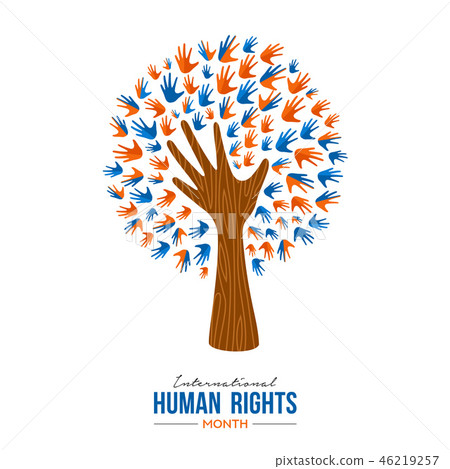 Human Rights Month card of diverse people hands 46219257
