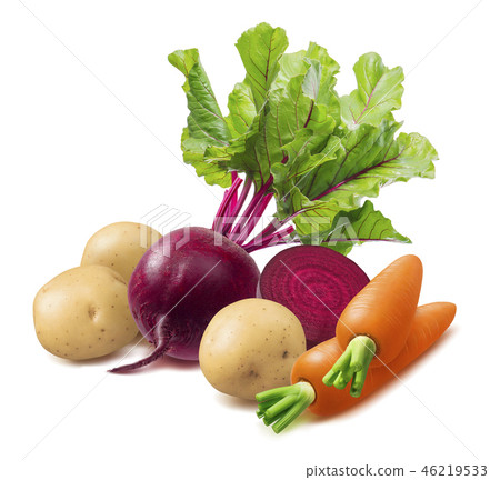 Vinegret ingredients isolated on white background Vinegret ingredients isolated on white background 46219533