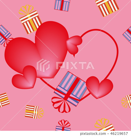 Pattern. Package with gifts, heart contour Pattern. Package with gifts, heart contour 46219657