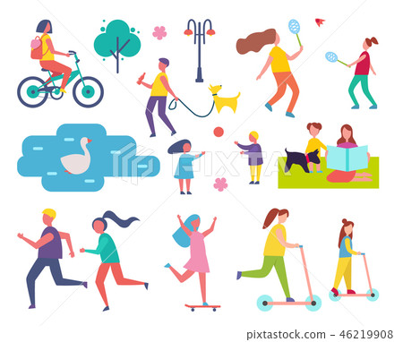 People in Park Resting Icons Vector Illustration People in Park Resting Icons Vector Illustration 46219908