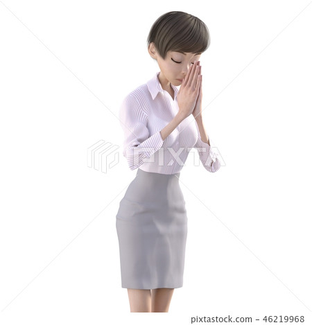 婦女perming3DCG企業穿戴的例證祈禱 46219968