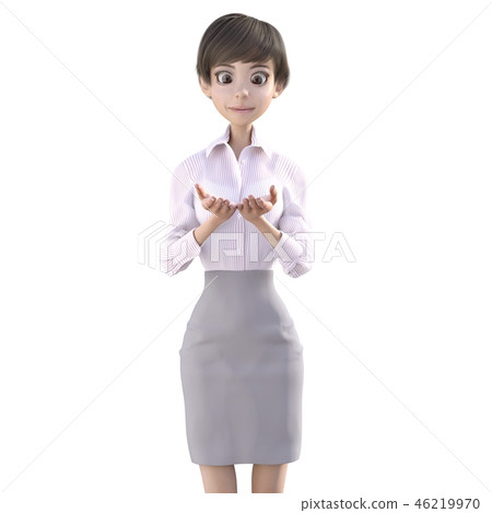 穿著商務的女性穿上perming3DCG插圖素材 46219970