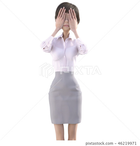Women perming3DCG illustrations of business wear to blindfold 46219971