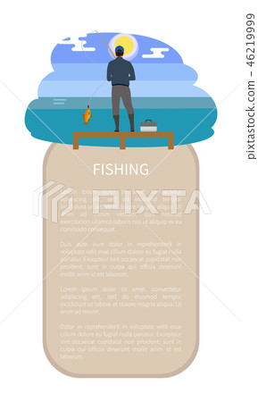Fishing Man with Perch Fish Catch on Rod Poster Fishing Man with Perch Fish Catch on Rod Poster 46219999