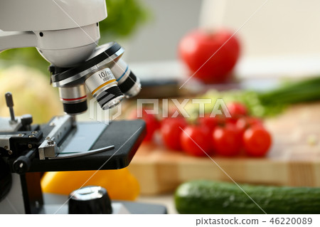 Microscope head on kitchen background 46220089