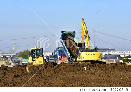 Civil engineering construction site (river embankment) Civil engineering construction site (river embankment) 46220249