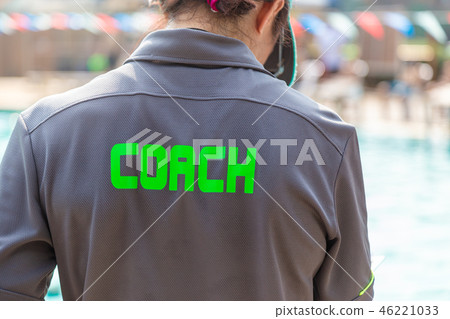 Back view of female swimming sport coach Back view of female swimming sport coach 46221033