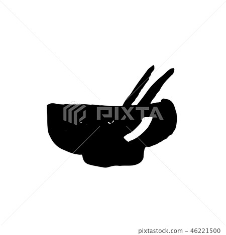 Bowl and chopsticks icon. Asian food grunge icon. Watercolor dry brush illustration. Hand drawn 46221500