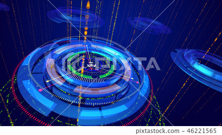 Mechanical blue rings with narrow arrows 46221565