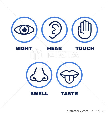 Line icon set of five human senses 46221636