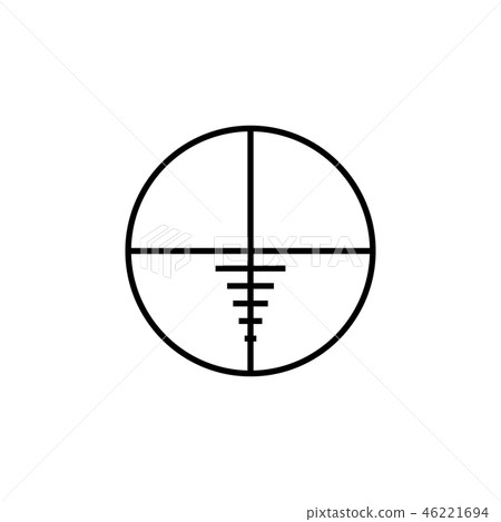 Black aim icon. Sniper scope crosshairs sign. 46221694
