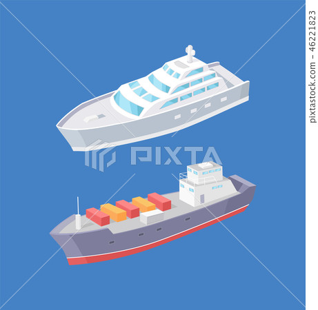 Cargo Ship, Passenger Liner Marine Vessels Vector 46221823
