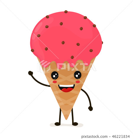 Funny happy cute happy smiling ice cream. Funny happy cute happy smiling ice cream. 46221834