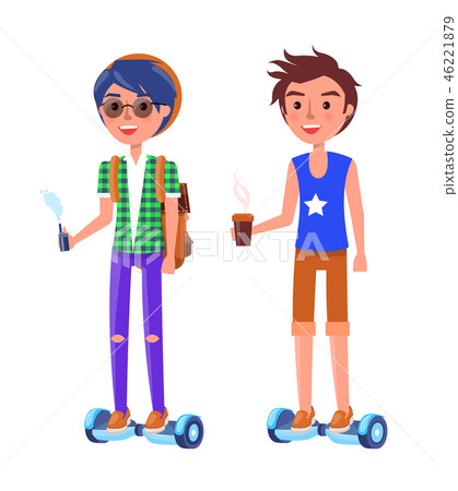Boy and Girl Riding on Segway Personal Transporter 46221879