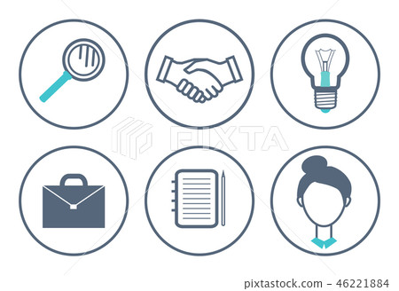 Magnifying Glass and Handshake Icons Set Vector 46221884