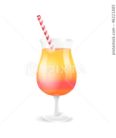 Cocktail in Glass with Straw Vector Illustration 46221885