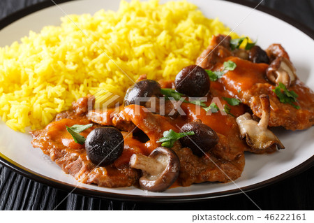 Spanish slow stewed beef fricando with gravy Spanish slow stewed beef fricando with gravy 46222161