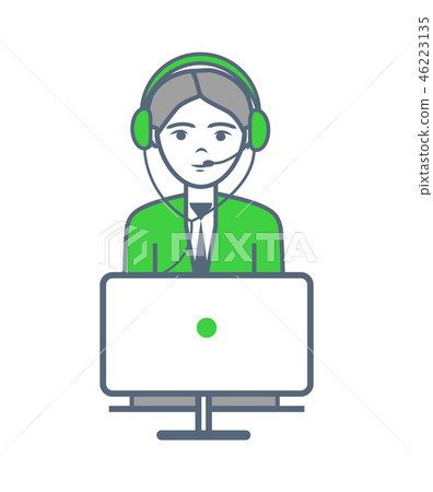 Male Person Wearing Headphones Isolated Vector Male Person Wearing Headphones Isolated Vector 46223135