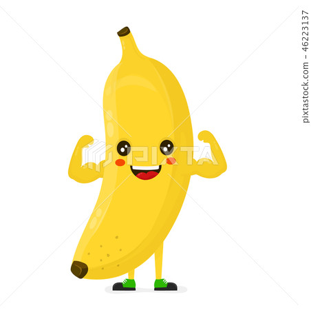 Cute happy strong smiling banana show muscle  46223137