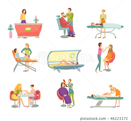 Spa Salon Pedicure and Barber Ions Set Vector Spa Salon Pedicure and Barber Ions Set Vector 46223172