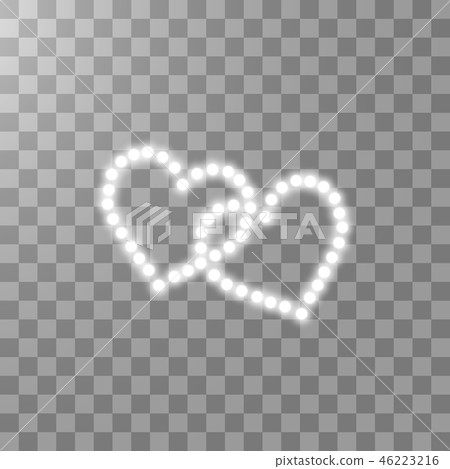 Two Heart of the lamps on a transparent background. Valentines day card. Heart with inscription I Two Heart of the lamps on a transparent background. Valentines day card. Heart with inscription I 46223216