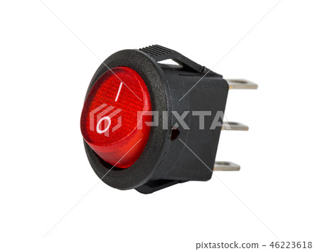 Red power switch on white background 46223618