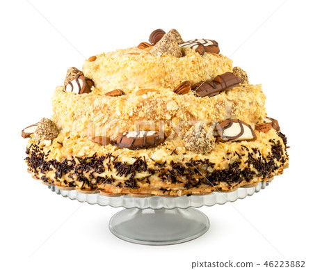 Napoleon cake sprinkled with chocolates on the 46223882