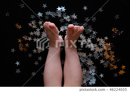 Cute baby play with decorations. Cute baby play with decorations. 46224035