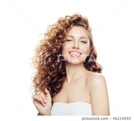 Beautiful blonde woman smiling isolated Beautiful blonde woman smiling isolated 46224950