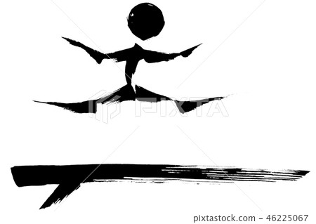 Brush painting gymnastics event, silhouette of the balance 46225067