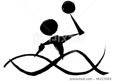 Brush painting water polo silhouette Brush painting water polo silhouette 46225069