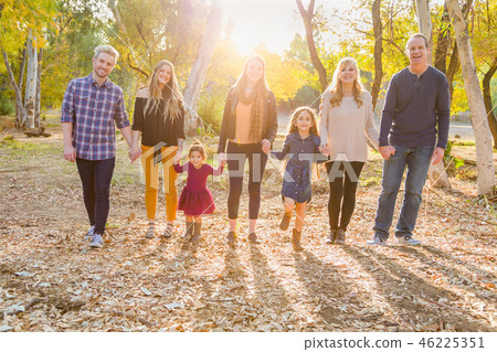 Multigeneration Mixed Race Family Portrait Outside Multigeneration Mixed Race Family Portrait Outside 46225351